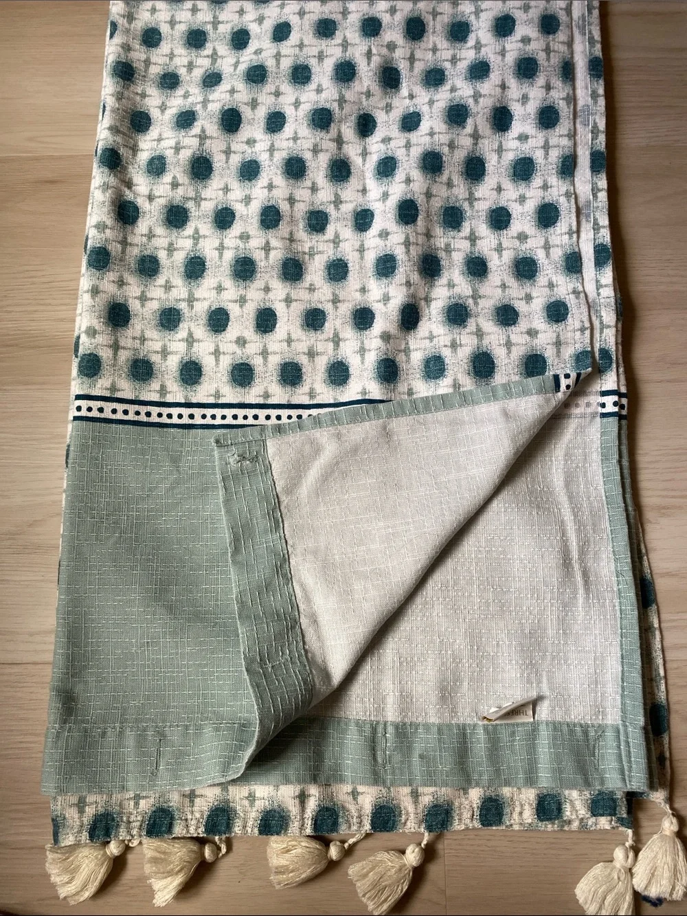 Threshold Soft Seafoam & Teal Woven Shower Curtain with tassels